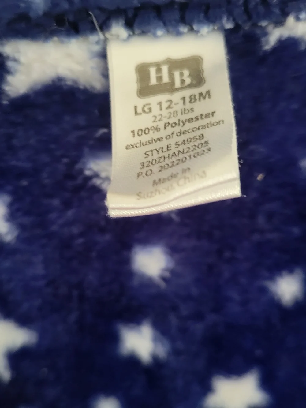 Hudson Baby Navy and White Star Sleep Sack 12-18 Months